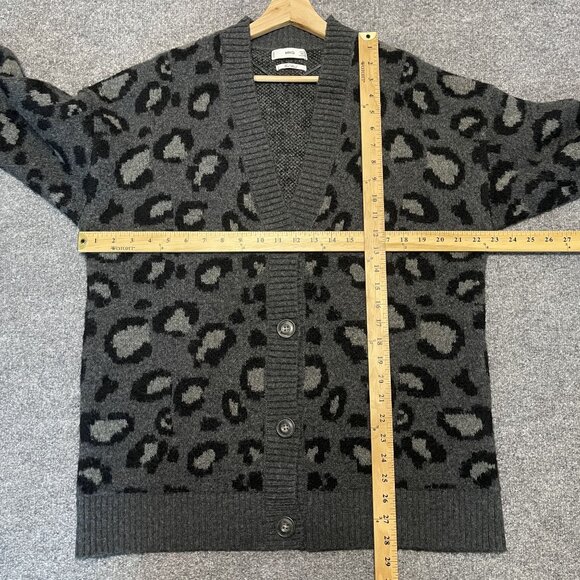 MNG Womens Wool-Blend Leopard Print Cardigan Sweater S Gray & Black - Picture 4 of 4